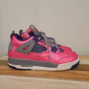 Nike Air Jordan 4 Retro Pink Foil Cement Electric Sneakers Youth Size 5.5